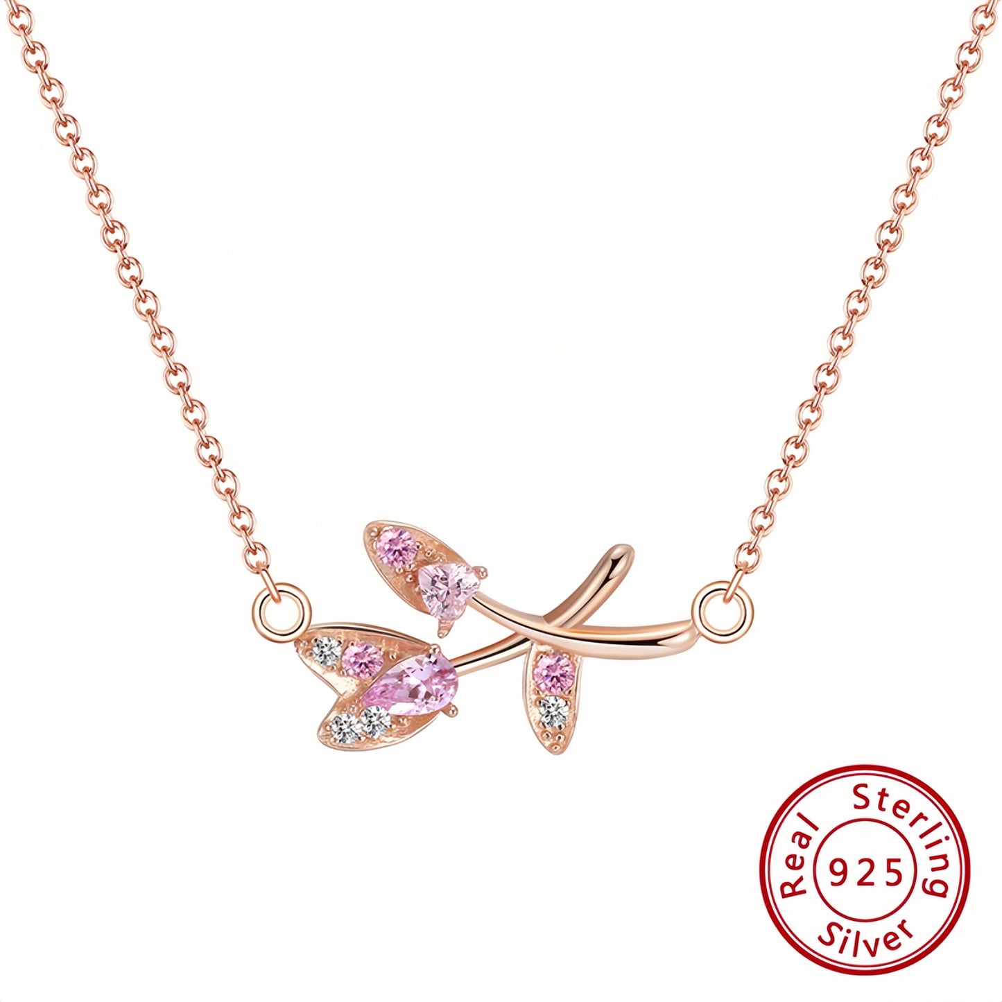 Halskette mit Blumenblättern – 925 Sterling Silber