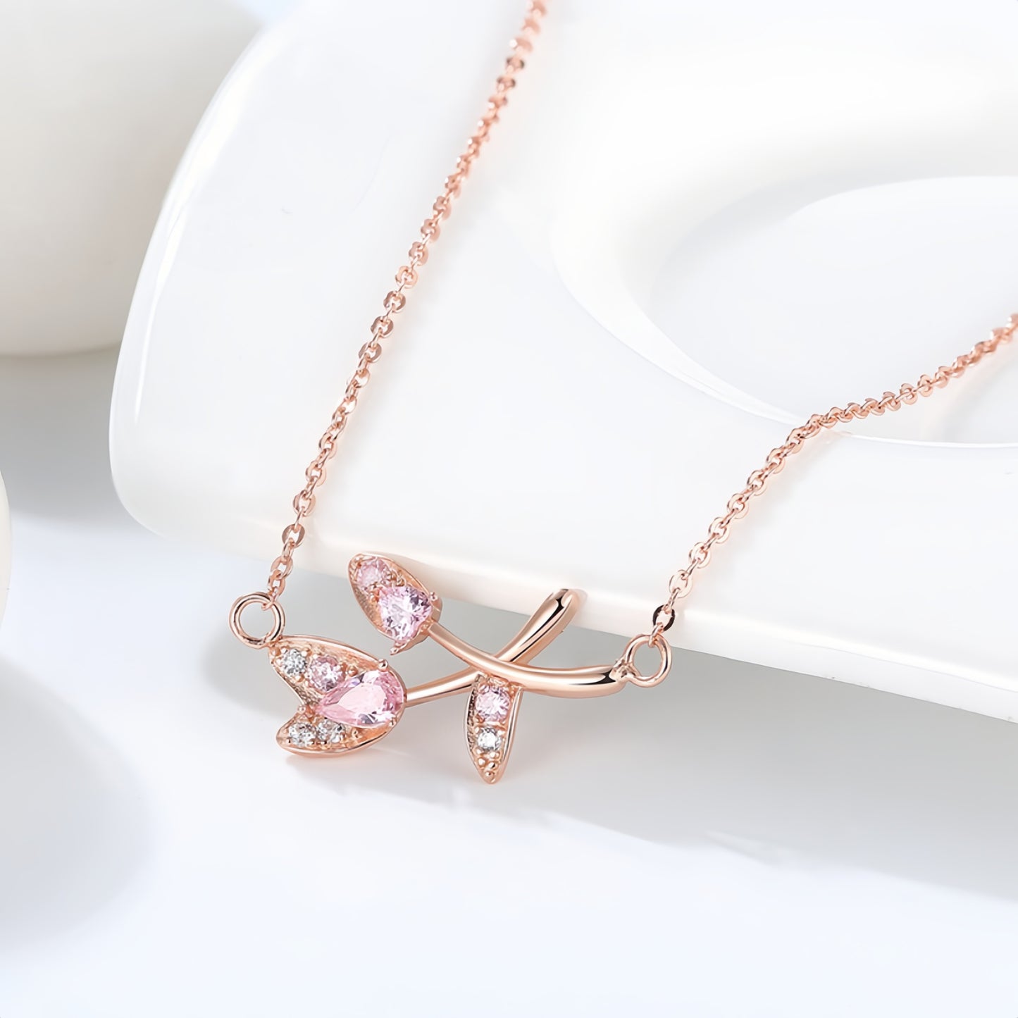 Elegantes Schmuckset aus 925er Sterling Silber, rosévergoldet