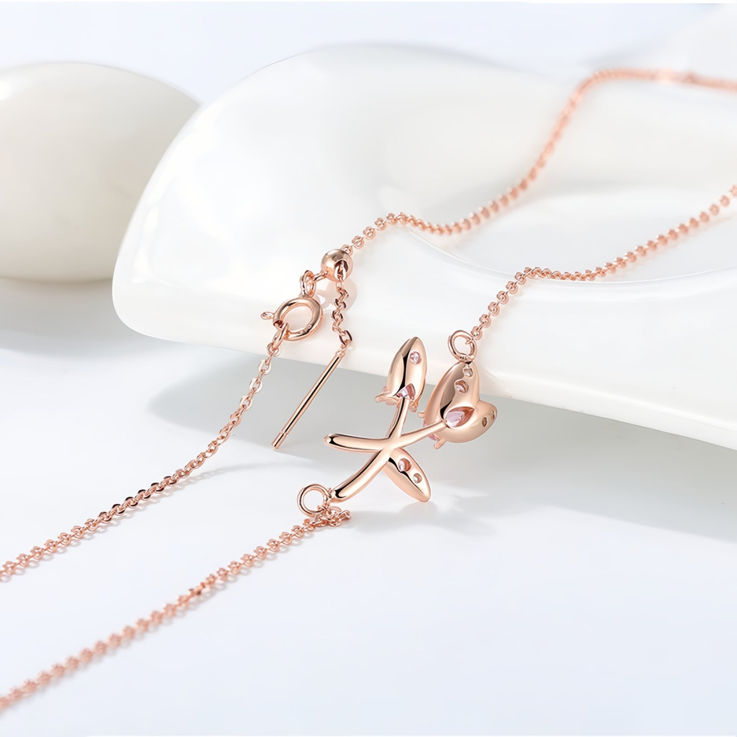 Elegantes Schmuckset aus 925er Sterling Silber, rosévergoldet