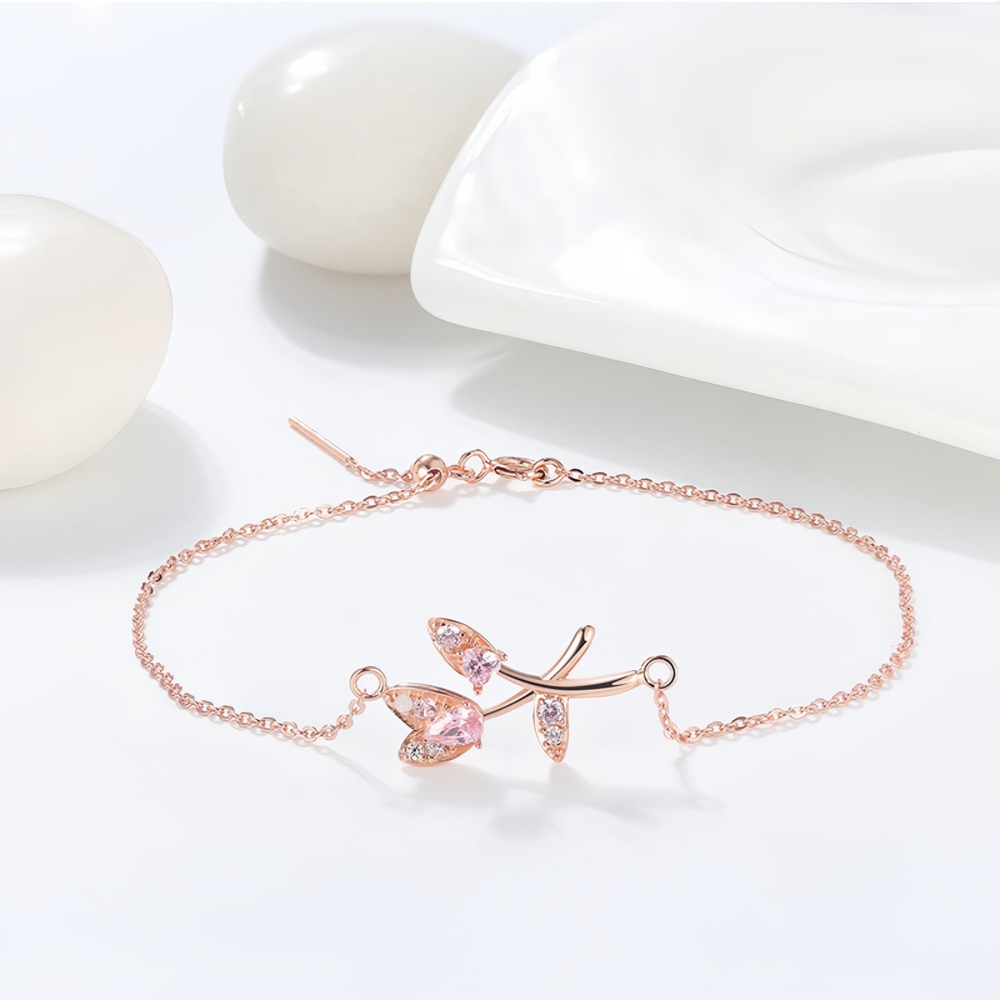 Elegantes Schmuckset aus 925er Sterling Silber, rosévergoldet