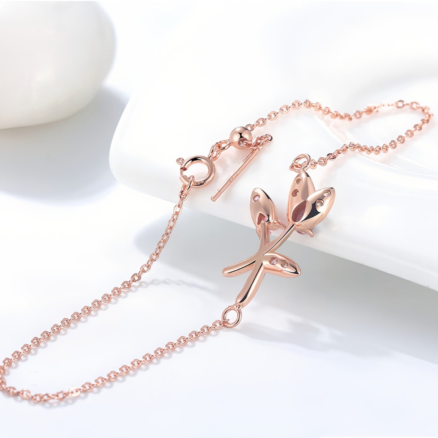 Elegantes Schmuckset aus 925er Sterling Silber, rosévergoldet