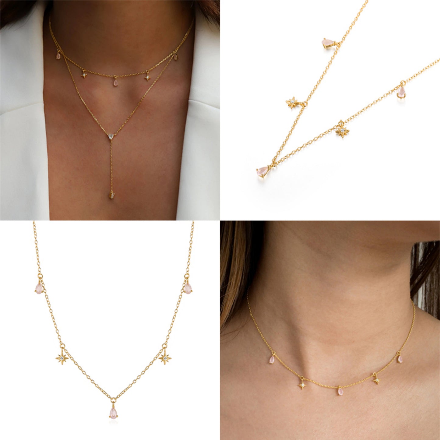 Elegante Halskette aus 925er Sterlingsilber mit 18 Karat Vergoldung für Frauen