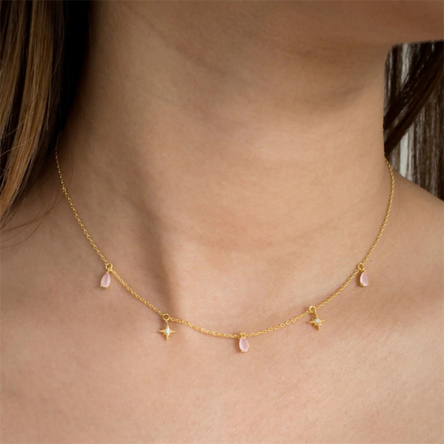 Elegante Halskette aus 925er Sterlingsilber mit 18 Karat Vergoldung für Frauen