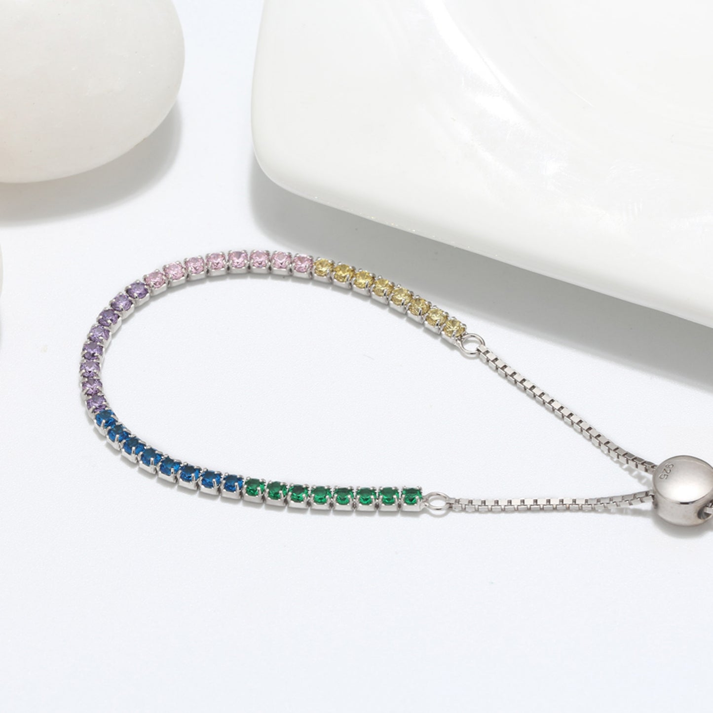 Funkelndes Tennis Chain Armband aus 925 Sterling Silber mit Rhodium-Beschichtung für Frauen