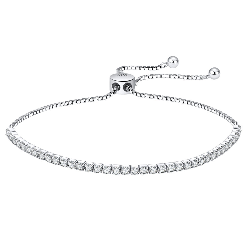 Elegantes Tennis Chain Armband aus 925 Sterling Silber mit Rhodium- und 14K Goldplattierung