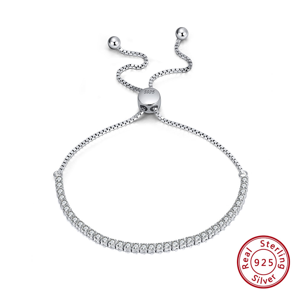 Elegantes Tennis Chain Armband aus 925 Sterling Silber mit Rhodium- und 14K Goldplattierung