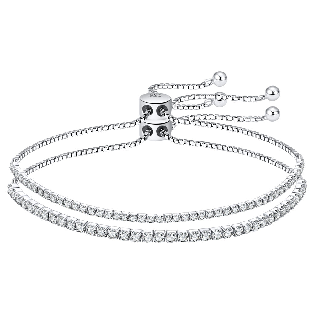 Elegantes Tennis Chain Armband aus 925 Sterling Silber mit Rhodium- und 14K Goldplattierung