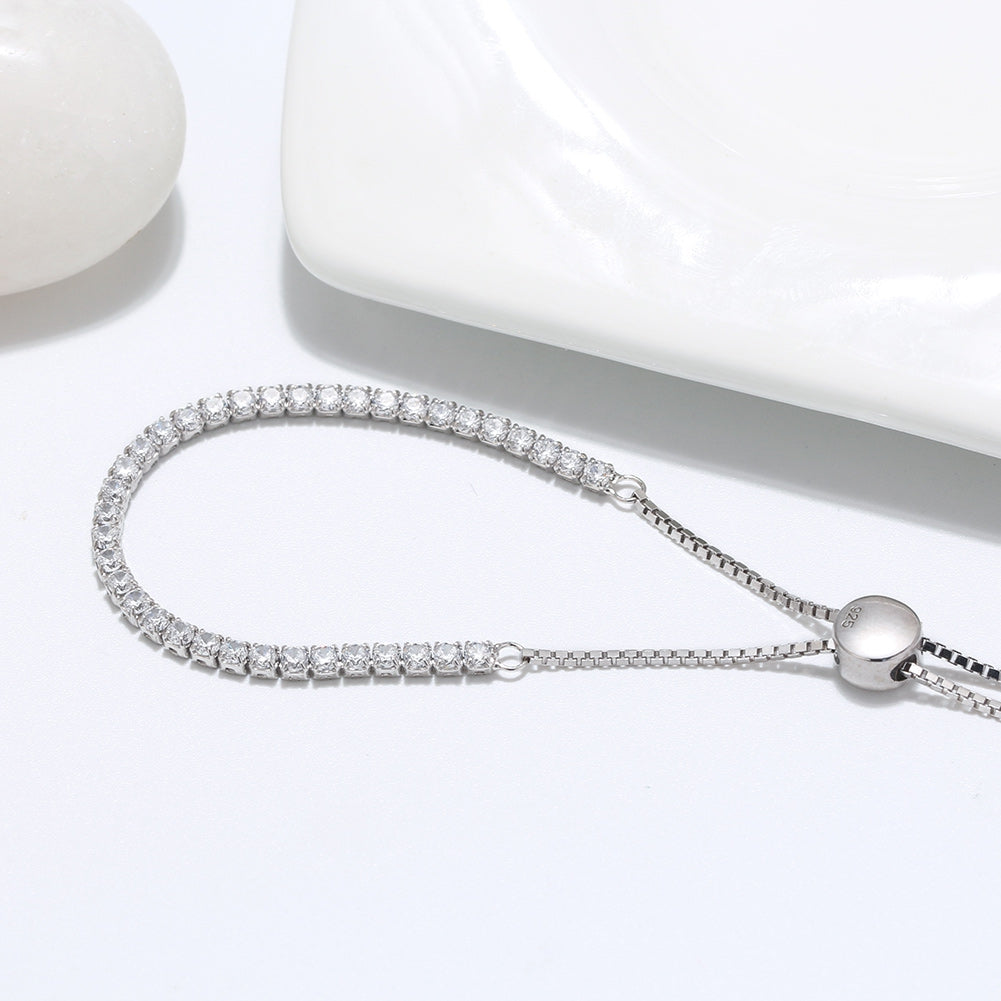 Elegantes Tennis Chain Armband aus 925 Sterling Silber mit Rhodium- und 14K Goldplattierung