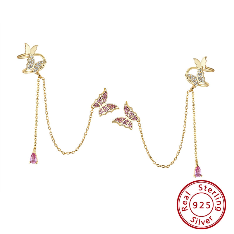 Schmetterlings-Ohrringe aus 925 Sterling Silber.