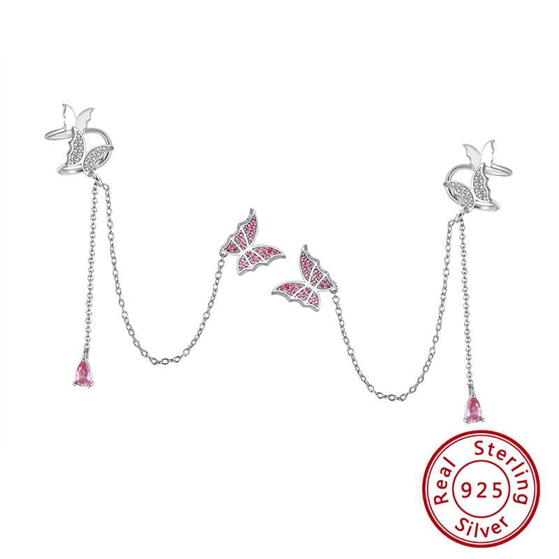Schmetterlings-Ohrringe aus 925 Sterling Silber.