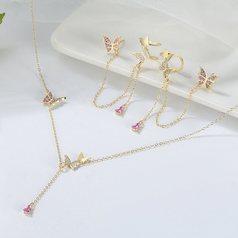 Schmetterlings-Ohrringe aus 925 Sterling Silber.