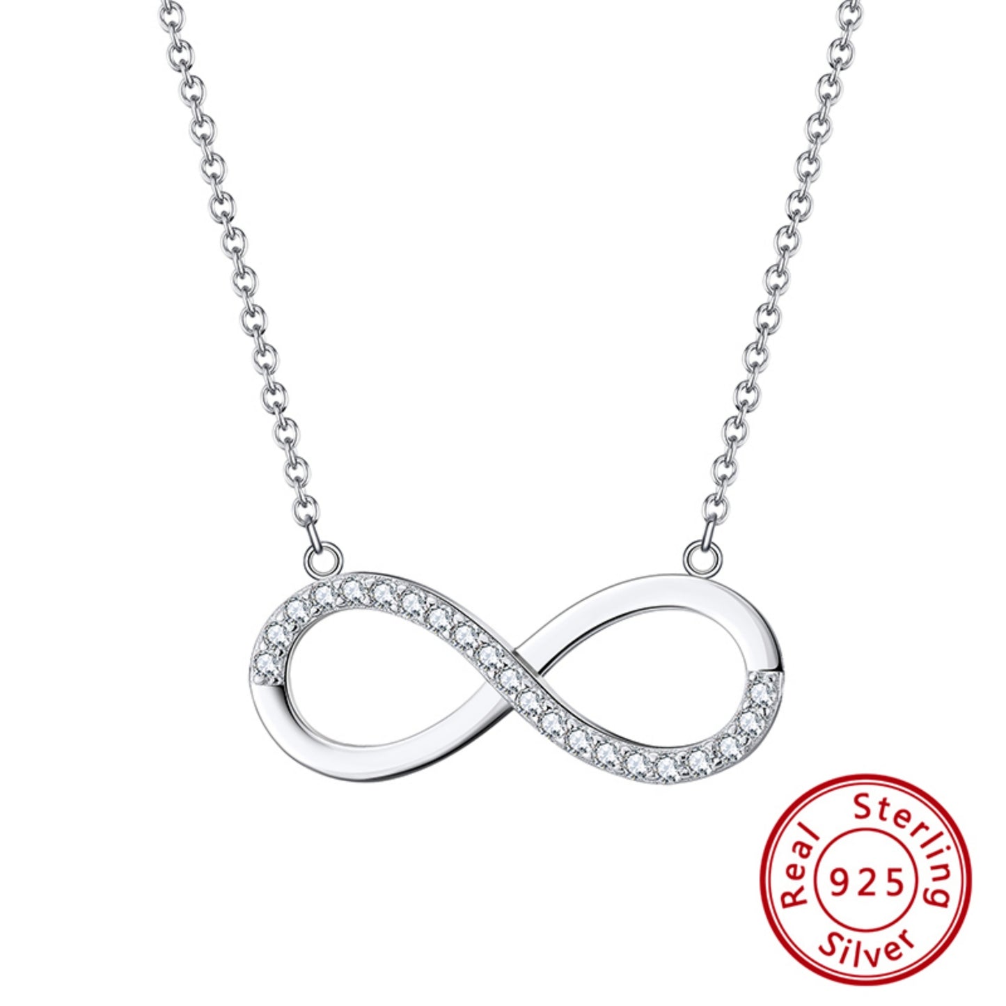 Elegantes Infinity Schmuckset aus 925 Sterling Silber mit Rhodium-Beschichtung