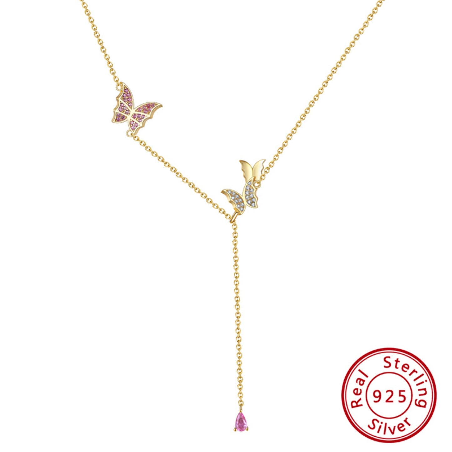 Schmetterling Schmuckset aus 925er Sterling Silber - Vergoldet & Rhodiniert