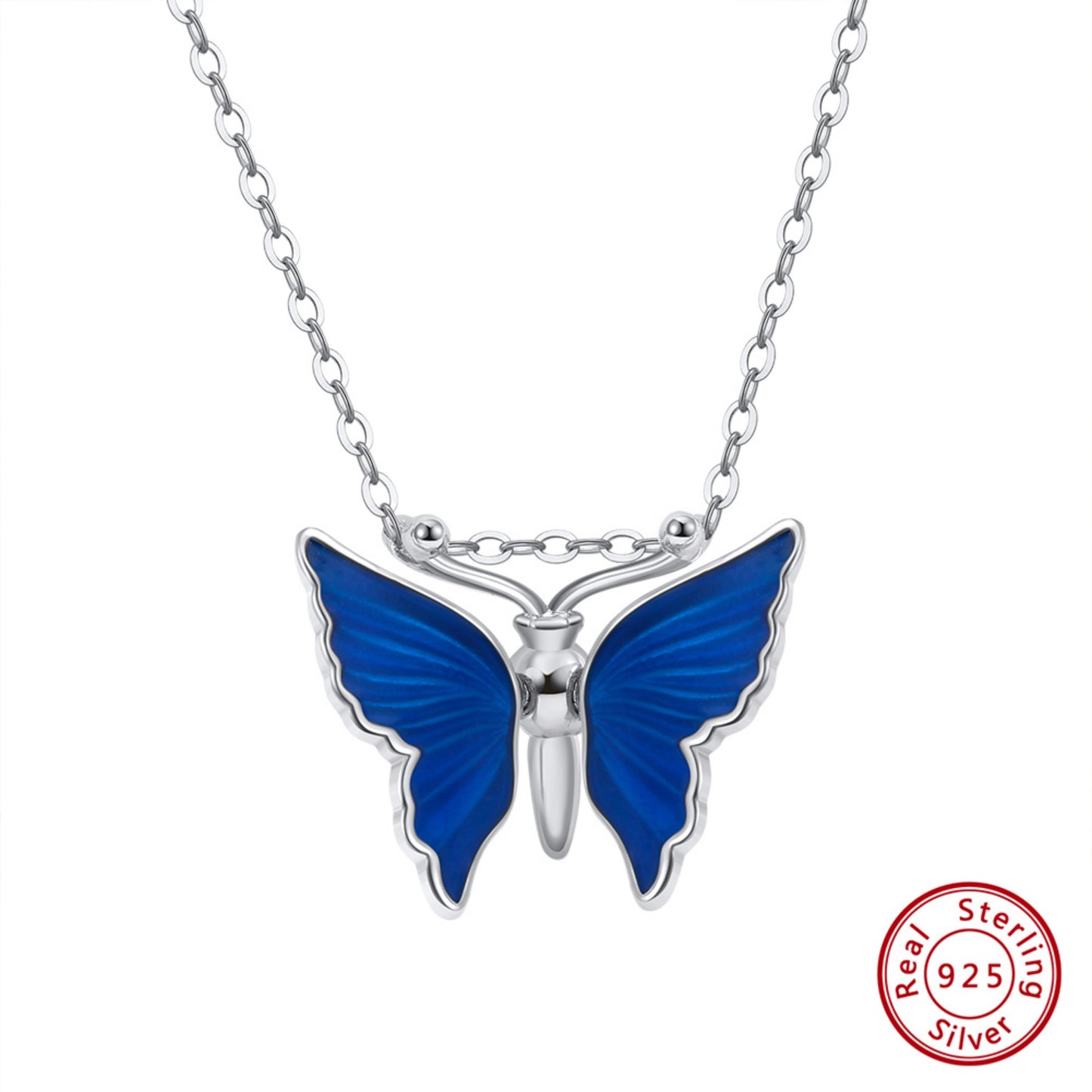 Elegantes 925er Sterlingsilber-Schmuck-Set mit Schmetterling-Anhänger und AAAA Zirkonia – Halskette und Ohrringe in Tropfenform