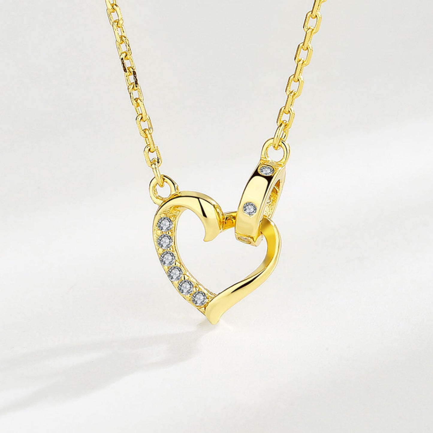 Für die Liebe: 925 Sterling Silber Herz-Halskette mit Goldplattierung
