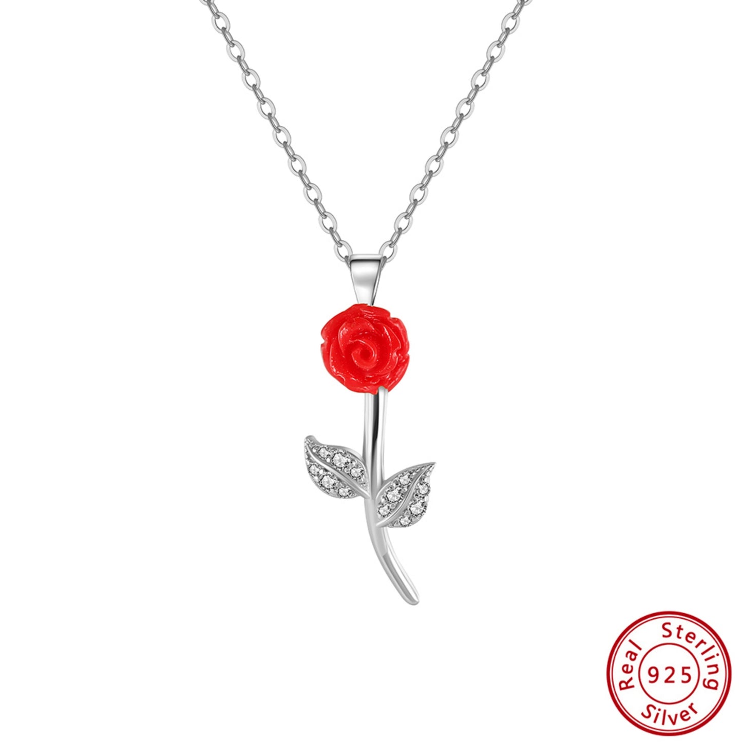 Zeitlose Romantik in Silber – Rosen-Halskette aus 925er Sterlingsilber als edles Geschenk für Frauen"