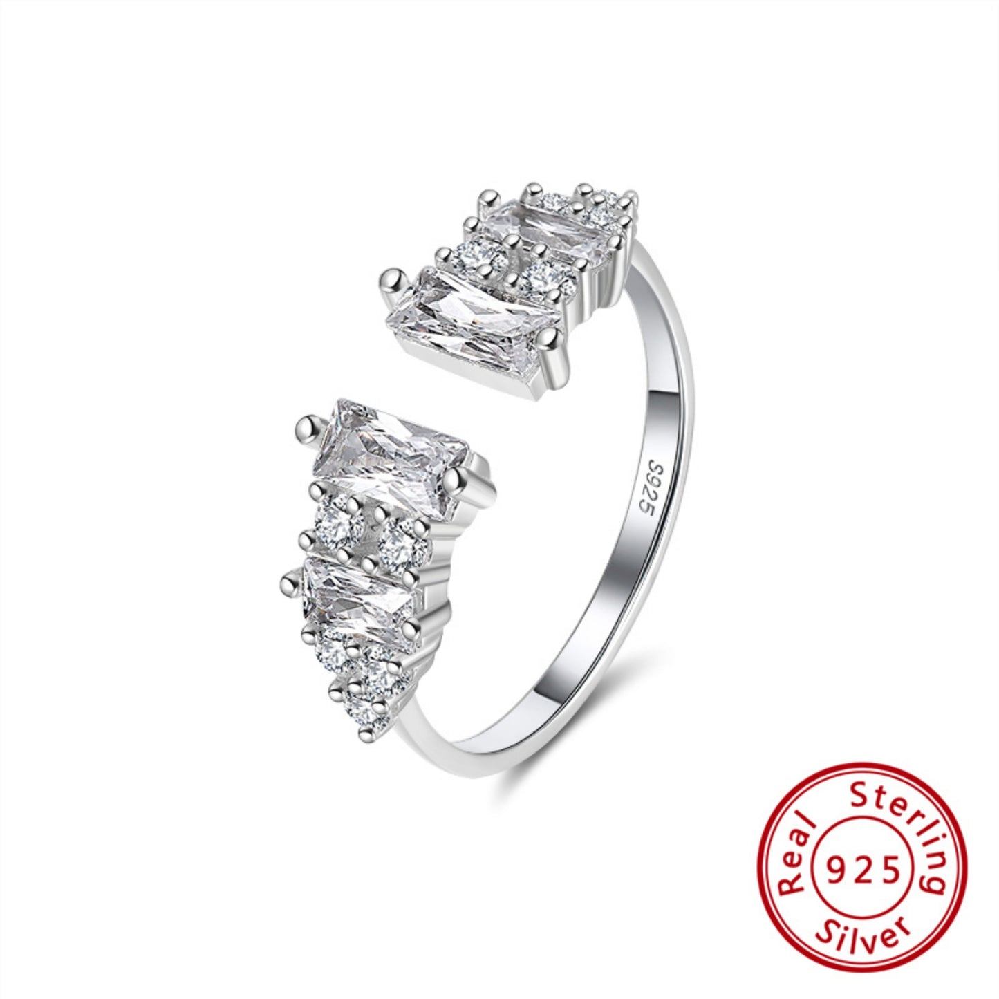 Eleganter verstellbarer Ring mit AAAA Zirkonia – Perfekter Glanz in 925er Sterling Silber