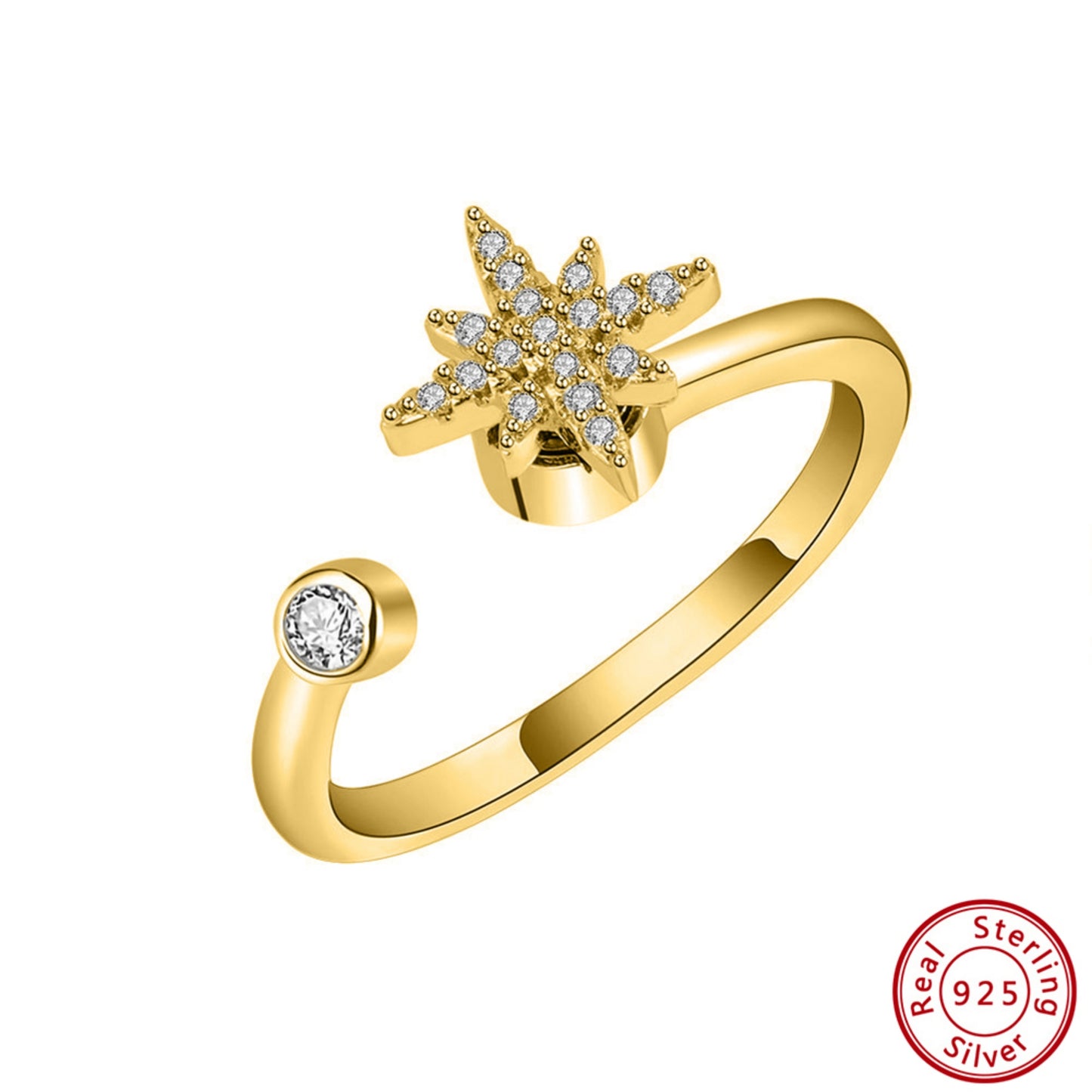 Strahlender Stern-Ring aus 925 Sterling Silber mit AAAA Zirkonia