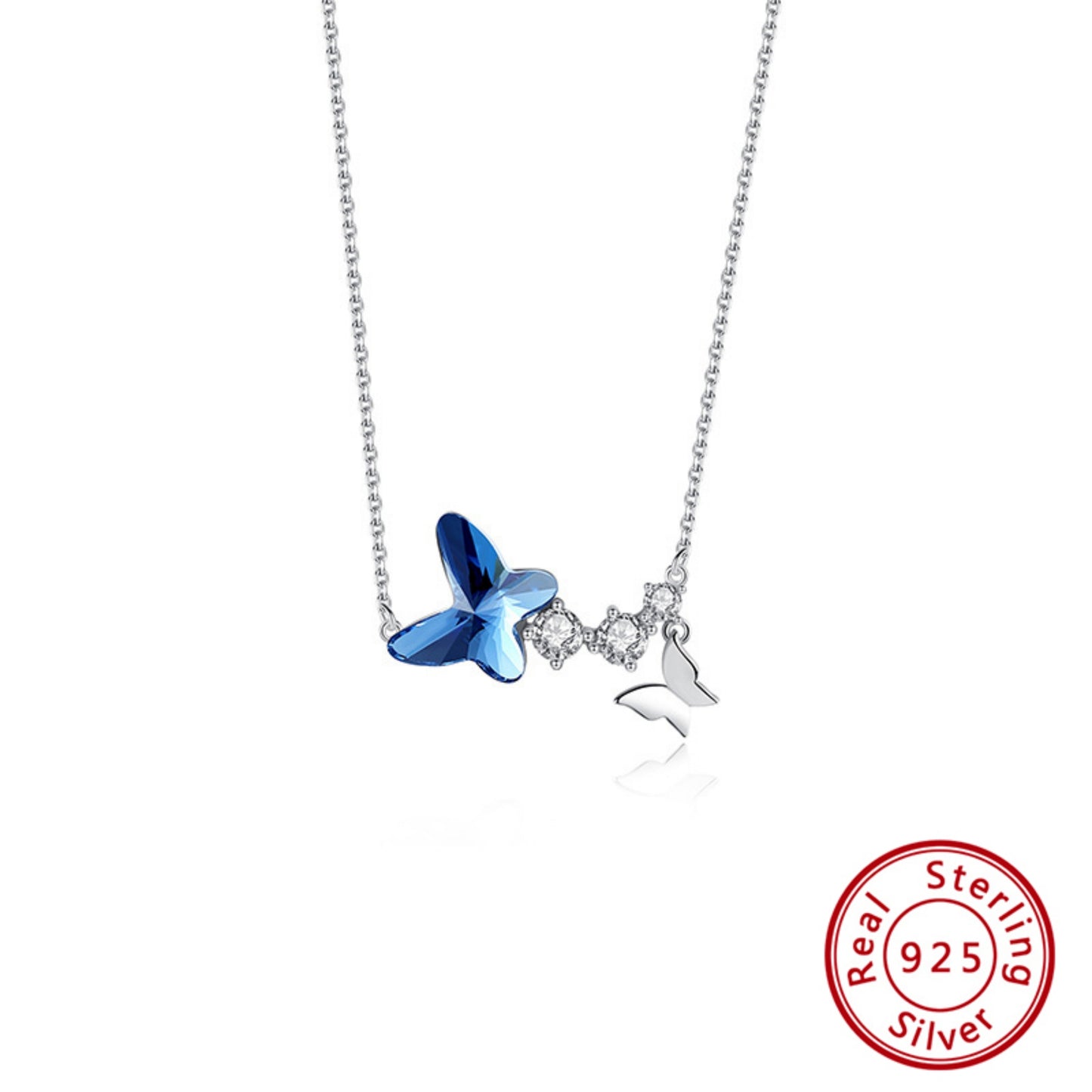 Funkelnde Schmetterlings-Halskette aus echtem 925 Sterling Silber – Ein Symbol für Freiheit und Eleganz