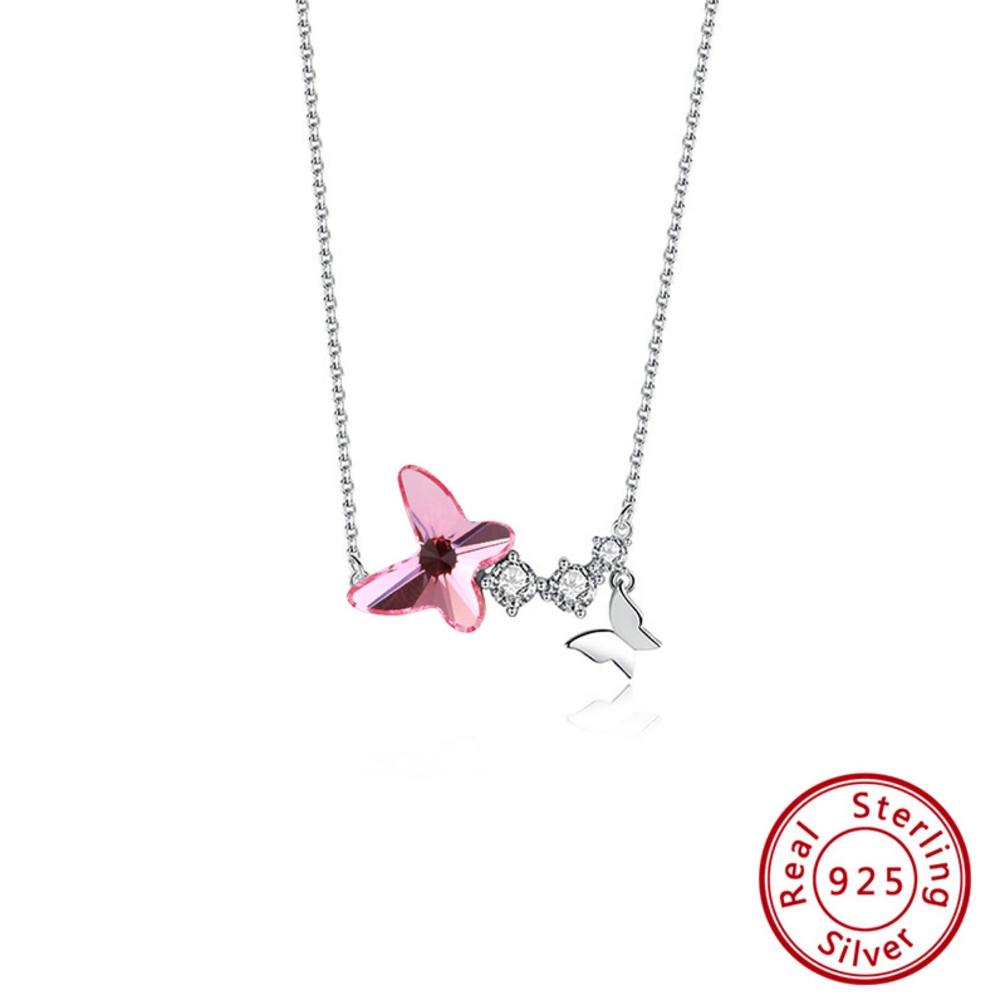Funkelnde Schmetterlings-Halskette aus echtem 925 Sterling Silber – Ein Symbol für Freiheit und Eleganz