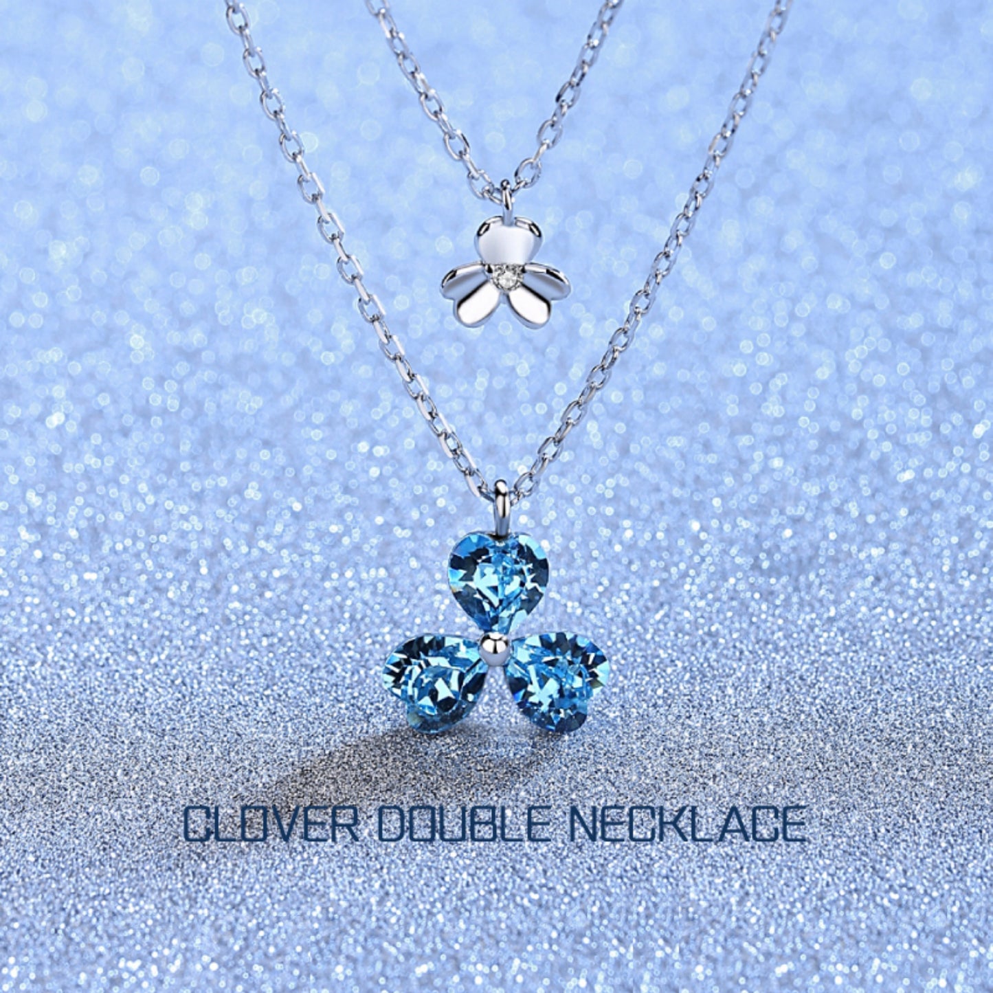 Zweifach Glück – Doppel-Kleeblatt-Halskette aus 925er Sterlingsilber mit Swarovski-Kristallen