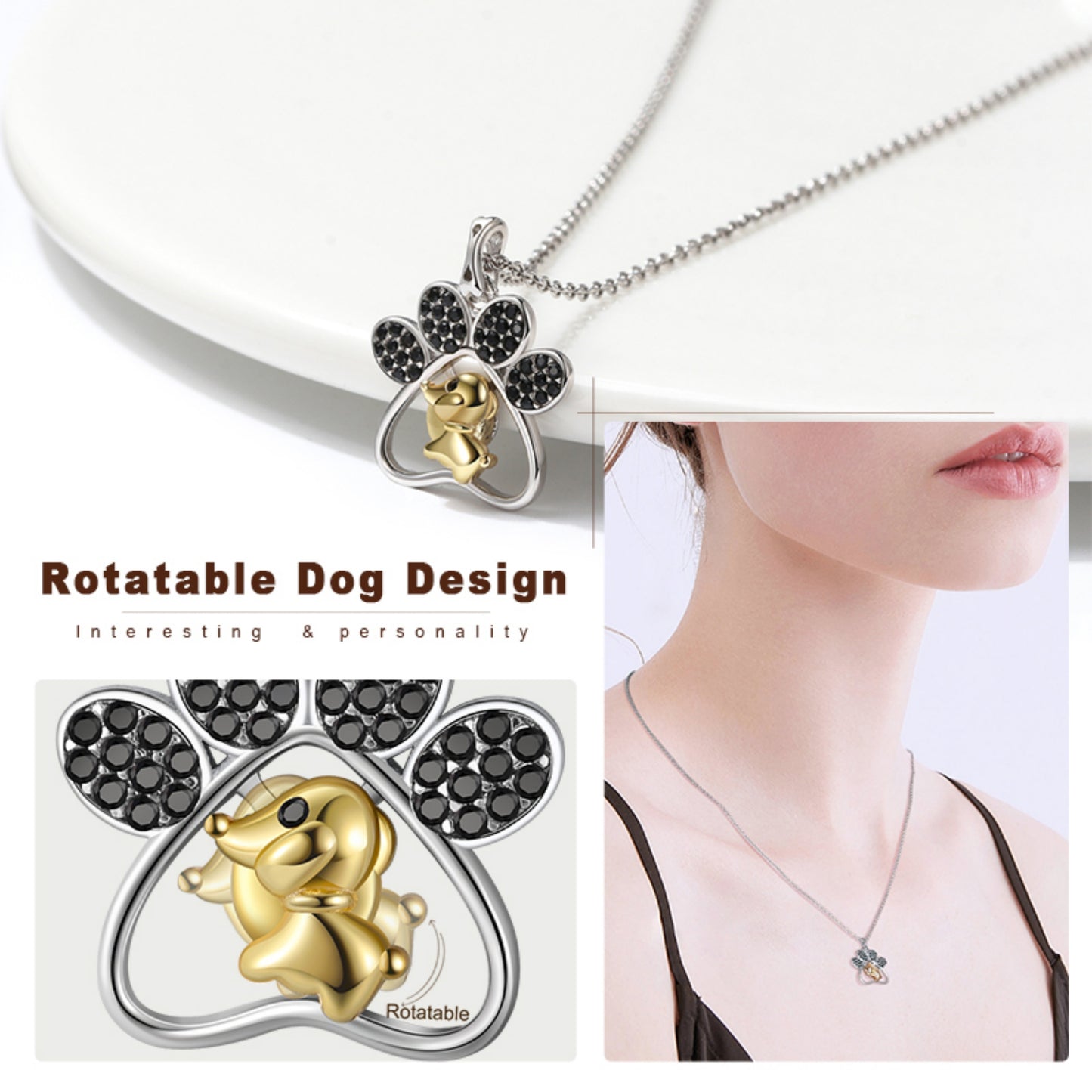 Hunde-Liebhaber Kette mit Rotatable Dog Design