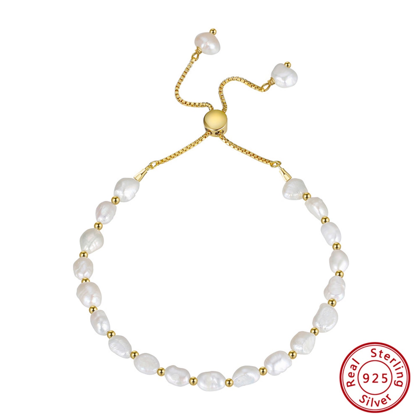 Elegantes Armband aus 925 Sterling Silber mit Zucht-Süßwasserperle für Frauen