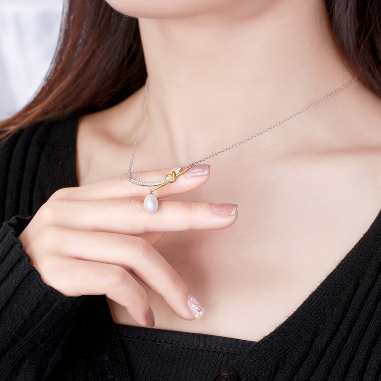 Luxuriöse Halskette aus 925 Sterling Silber mit Rhodium- und Gold-Beschichtung