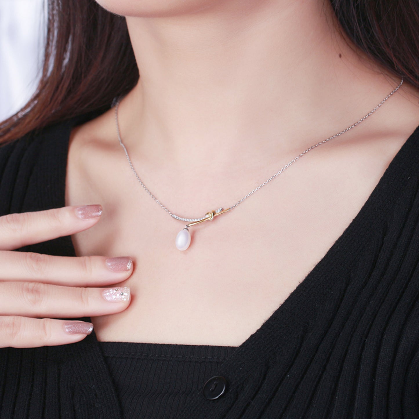 Luxuriöse Halskette aus 925 Sterling Silber mit Rhodium- und Gold-Beschichtung