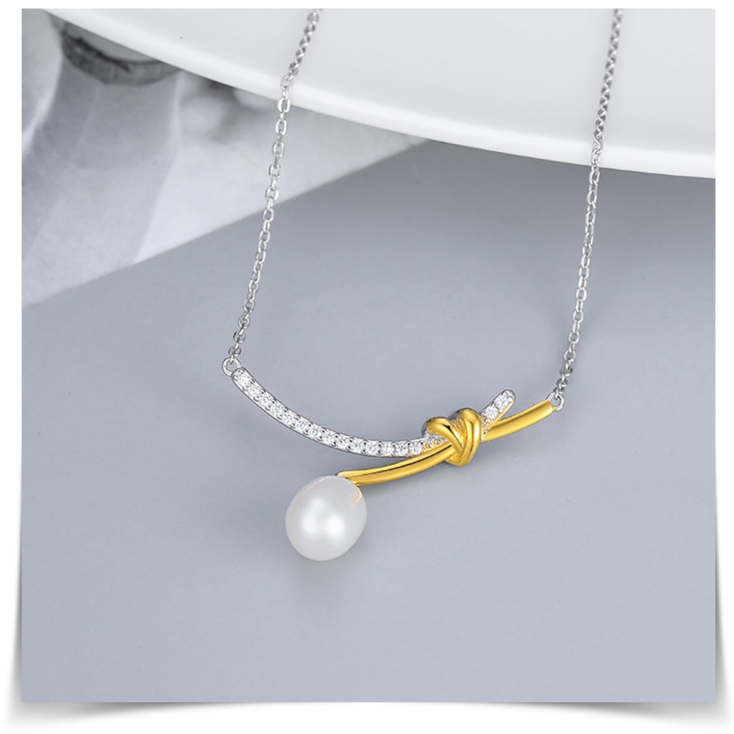 Luxuriöse Halskette aus 925 Sterling Silber mit Rhodium- und Gold-Beschichtung
