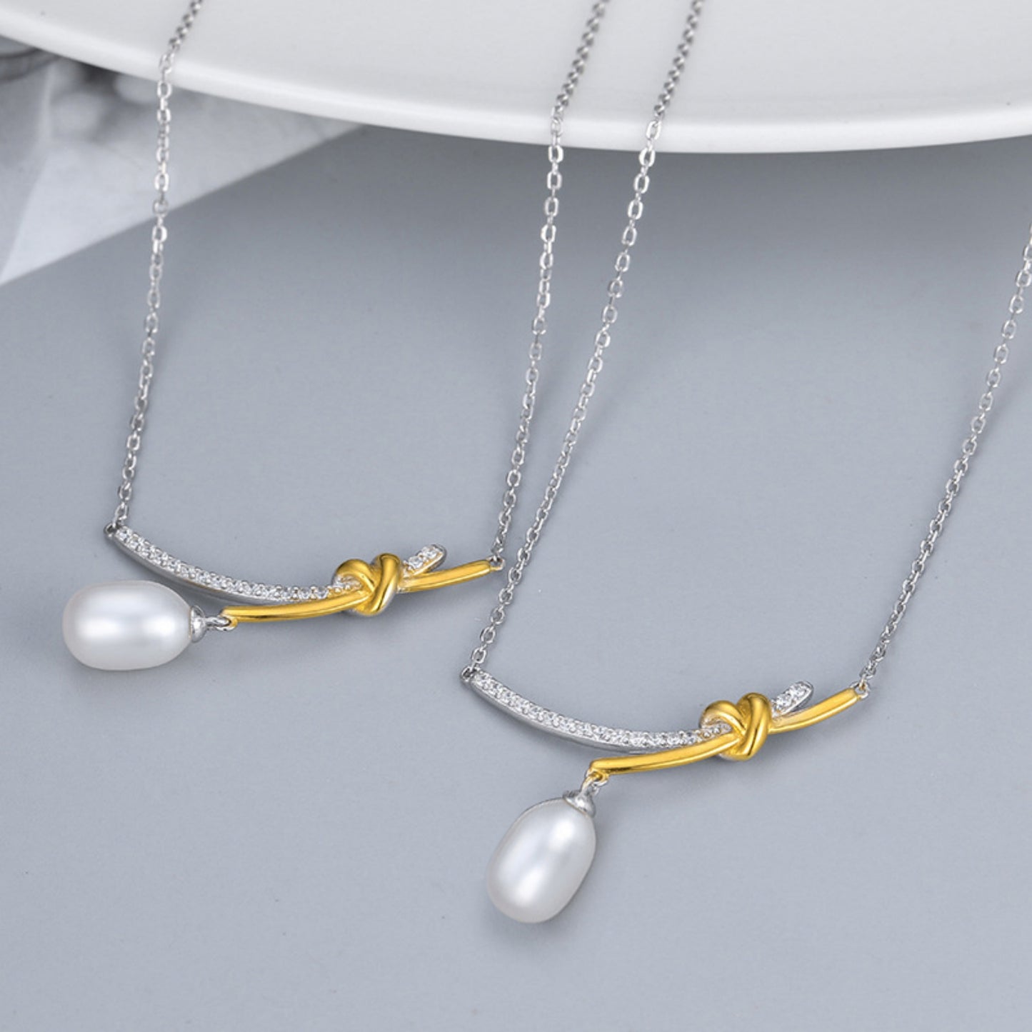 Luxuriöse Halskette aus 925 Sterling Silber mit Rhodium- und Gold-Beschichtung