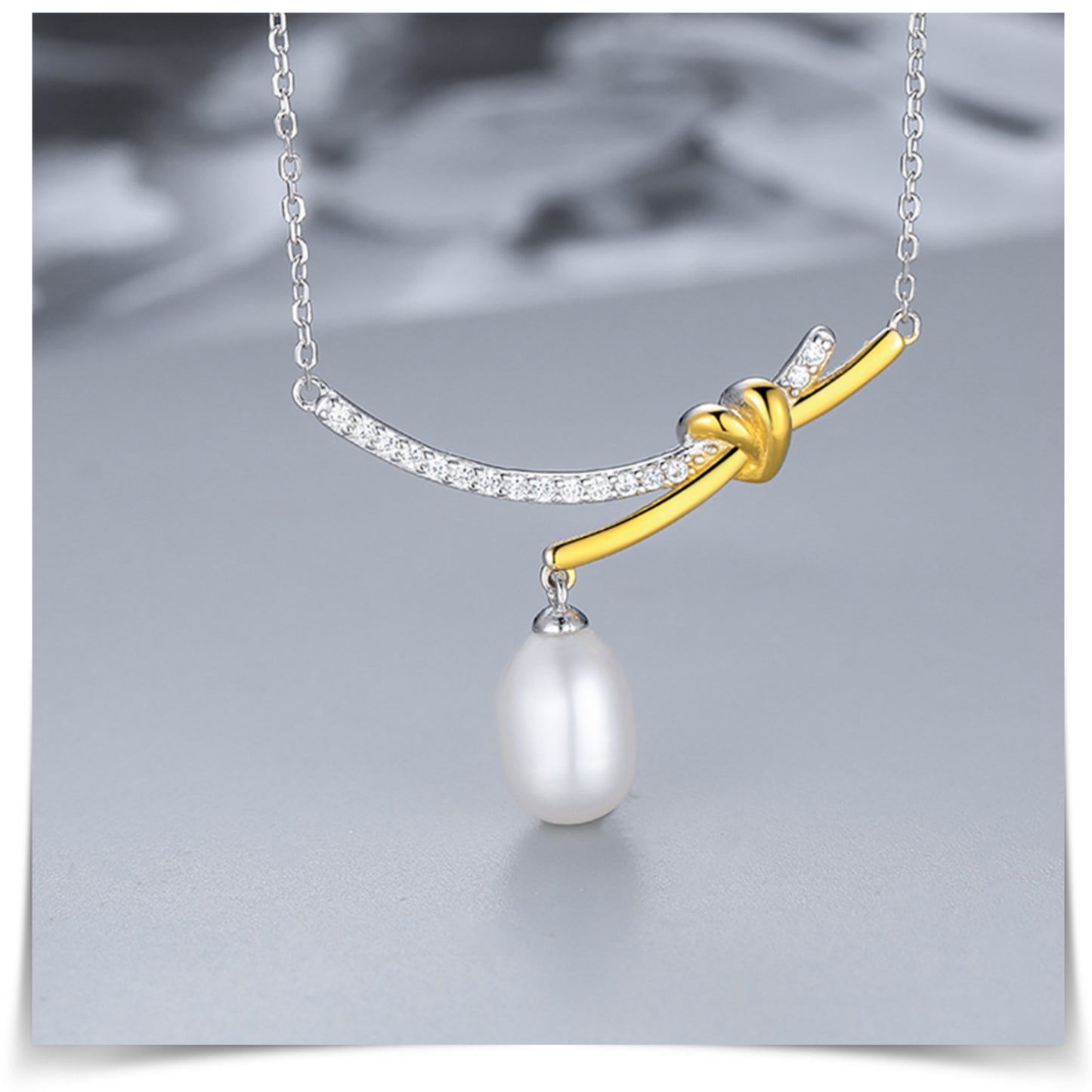 Luxuriöse Halskette aus 925 Sterling Silber mit Rhodium- und Gold-Beschichtung