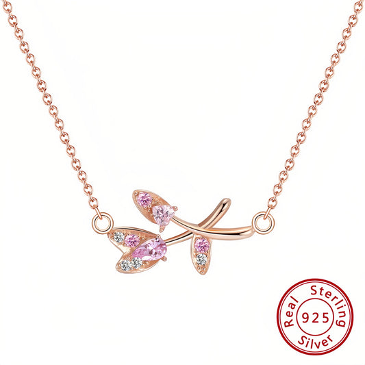 Halskette mit Blumenblättern – 925 Sterling Silber