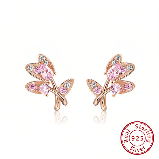 Ohrringe mit Rose und Blättern