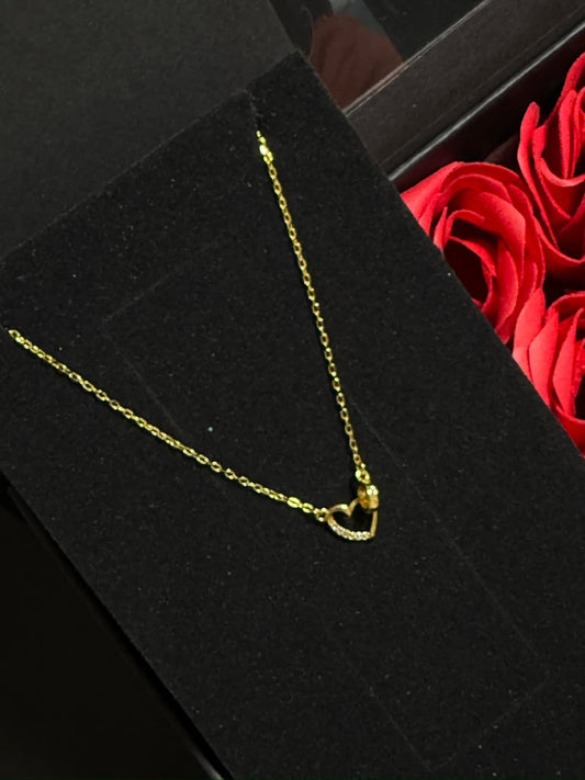 Für die Liebe: 925 Sterling Silber Herz-Halskette mit Goldplattierung