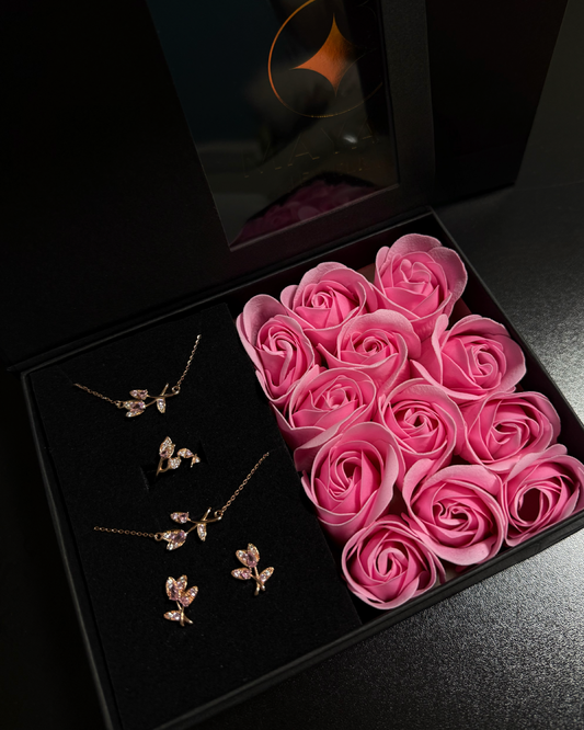 Elegantes Schmuckset aus 925er Sterling Silber, rosévergoldet