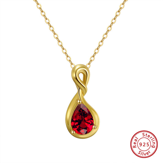 925 Sterling Silber Halskette mit Granat