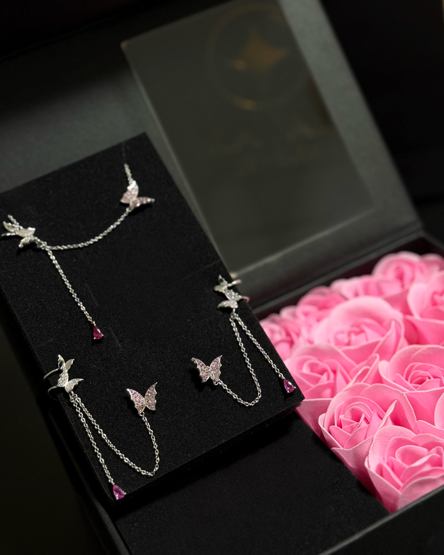 Schmetterling Schmuckset aus 925er Sterling Silber - Vergoldet & Rhodiniert