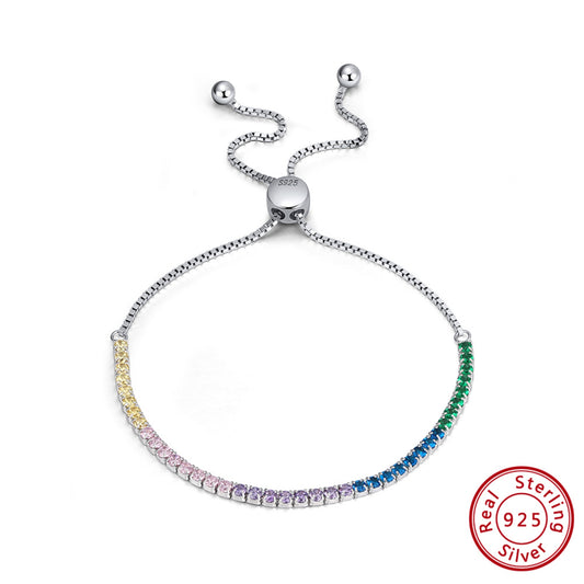 Funkelndes Tennis Chain Armband aus 925 Sterling Silber mit Rhodium-Beschichtung für Frauen