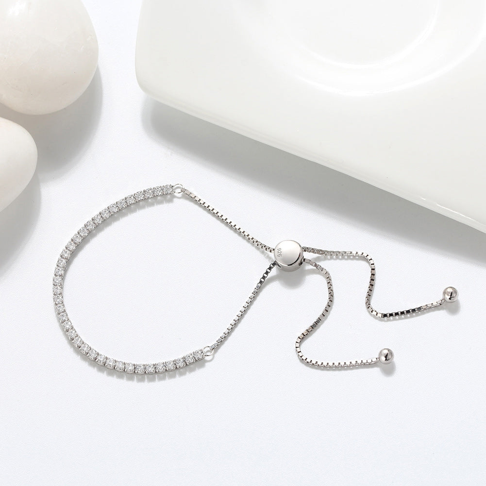 Elegantes Tennis Chain Armband aus 925 Sterling Silber mit Rhodium- und 14K Goldplattierung