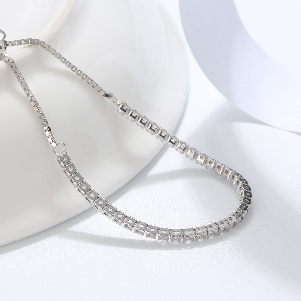 Elegantes Tennis Chain Armband aus 925 Sterling Silber mit Rhodium- und 14K Goldplattierung