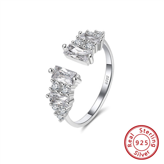 Eleganter verstellbarer Ring mit AAAA Zirkonia – Perfekter Glanz in 925er Sterling Silber